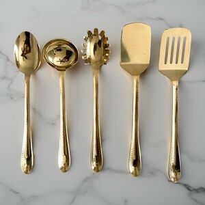 Holiday Home Design Gold Stainless Steel Decorative Kitchen Utensil Set